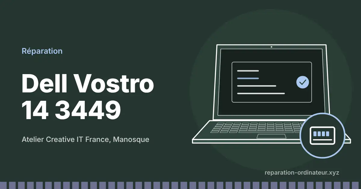 Illustration : réparation Dell Vostro 14 3449 à l’atelier Creative IT France de Manosque