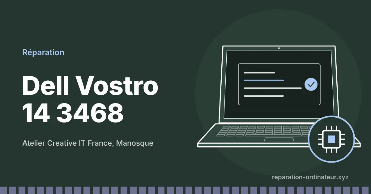 Illustration : réparation Dell Vostro 14 3468 à l’atelier Creative IT France de Manosque