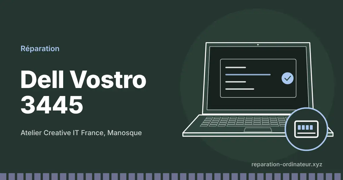 Illustration : réparation Dell Vostro 3445 à l’atelier Creative IT France de Manosque
