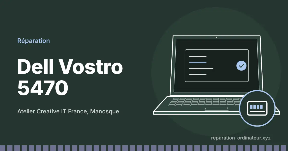 Illustration : réparation Dell Vostro 5470 à l’atelier Creative IT France de Manosque