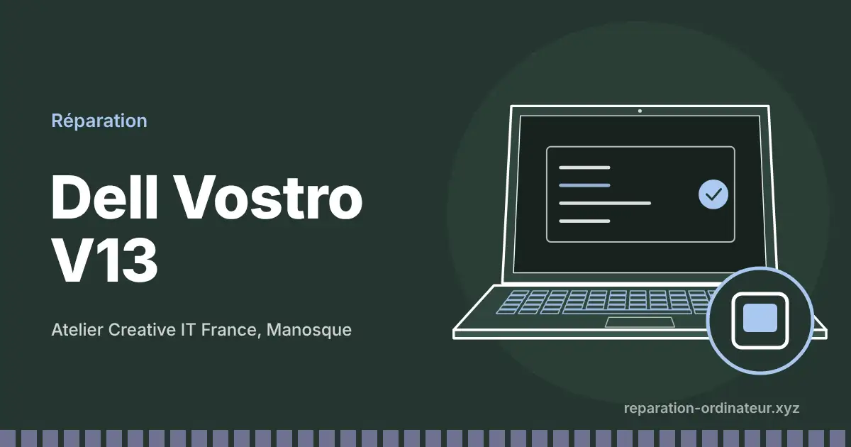 Illustration : réparation Dell Vostro V13 à l’atelier Creative IT France de Manosque