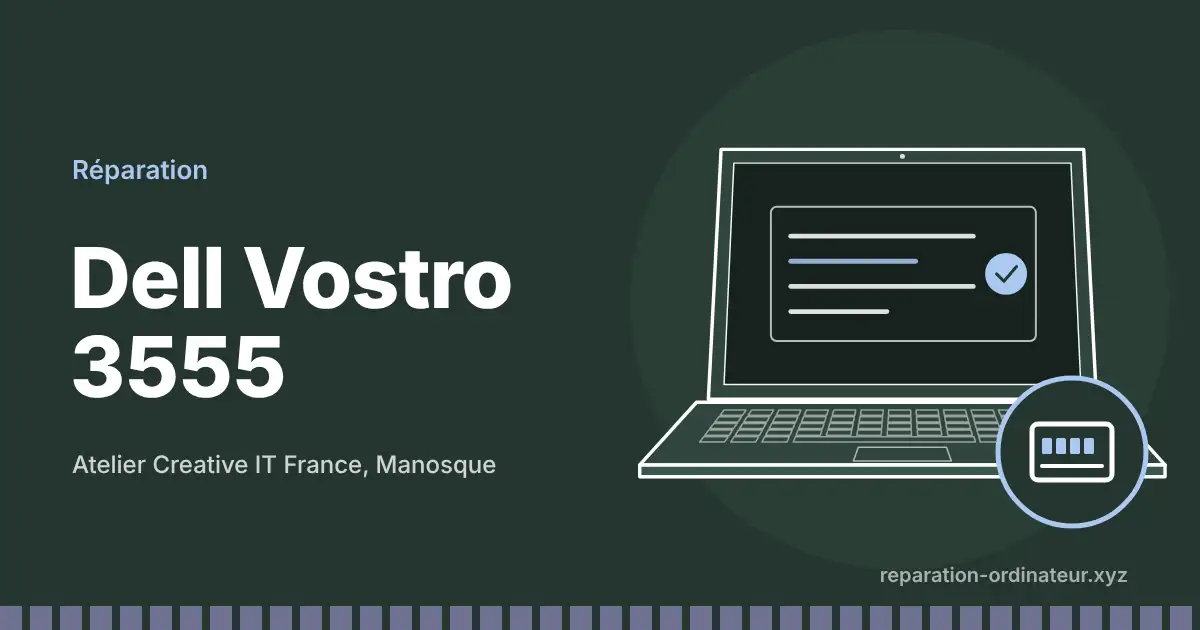 Illustration : réparation Dell Vostro 3555 à l’atelier Creative IT France de Manosque