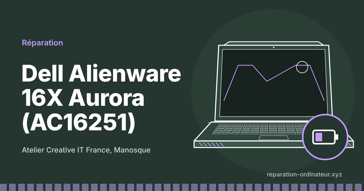 Illustration : réparation Dell Alienware 16X Aurora (AC16251) à l’atelier Creative IT France de Manosque
