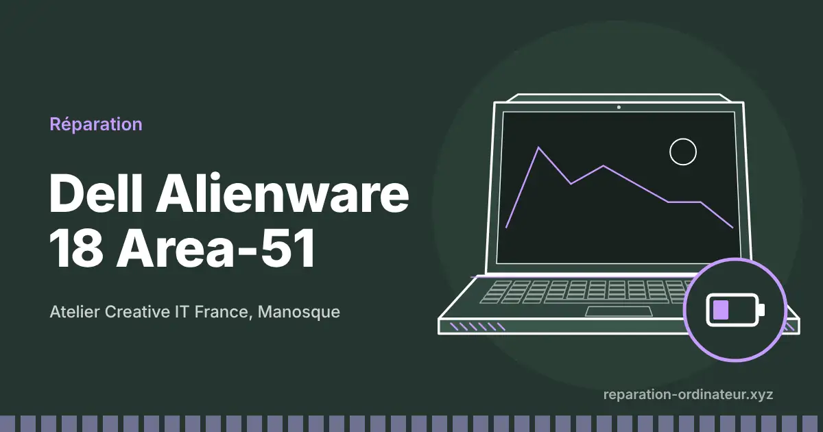 Illustration : réparation Dell Alienware 18 Area-51 à l’atelier Creative IT France de Manosque