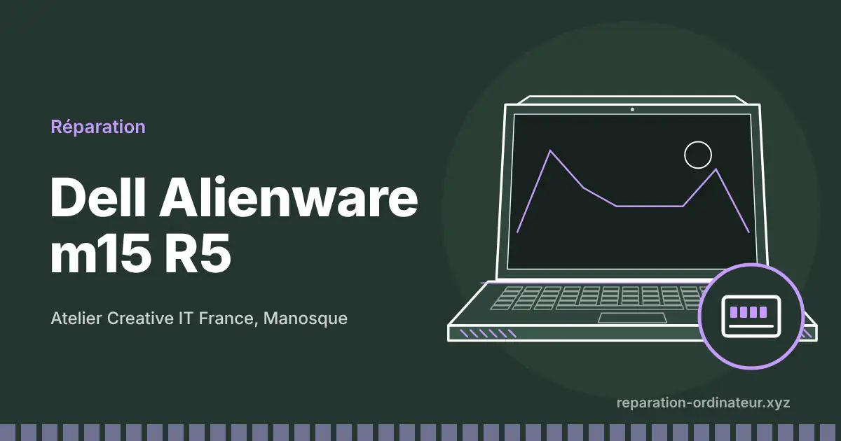Illustration : réparation Dell Alienware m15 R5 à l’atelier Creative IT France de Manosque