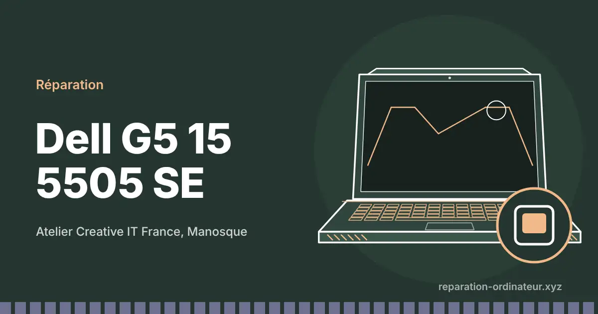 Illustration : réparation Dell G5 15 5505 SE à l’atelier Creative IT France de Manosque