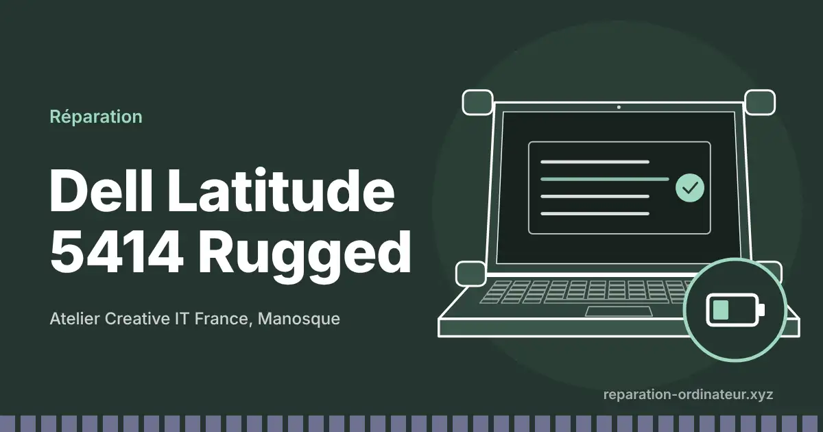 Illustration : réparation Dell Latitude 5414 Rugged à l’atelier Creative IT France de Manosque