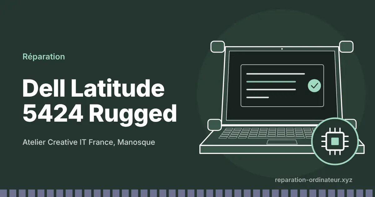 Illustration : réparation Dell Latitude 5424 Rugged à l’atelier Creative IT France de Manosque