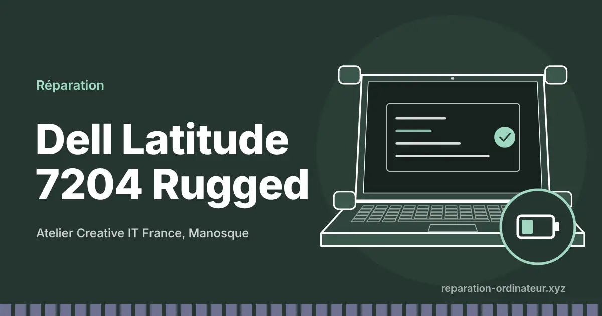 Illustration : réparation Dell Latitude 7204 Rugged à l’atelier Creative IT France de Manosque
