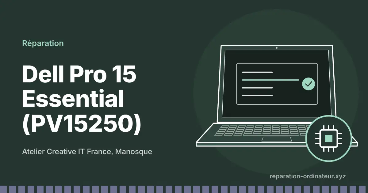 Illustration : réparation Dell Pro 15 Essential (PV15250) à l’atelier Creative IT France de Manosque
