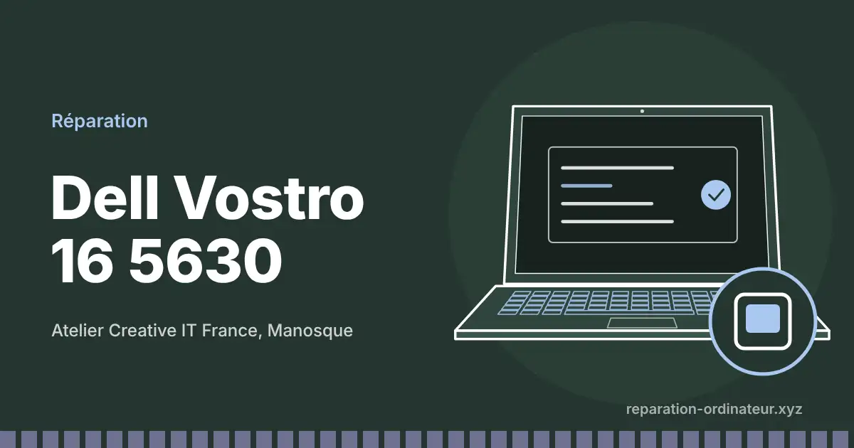 Illustration : réparation Dell Vostro 16 5630 à l’atelier Creative IT France de Manosque