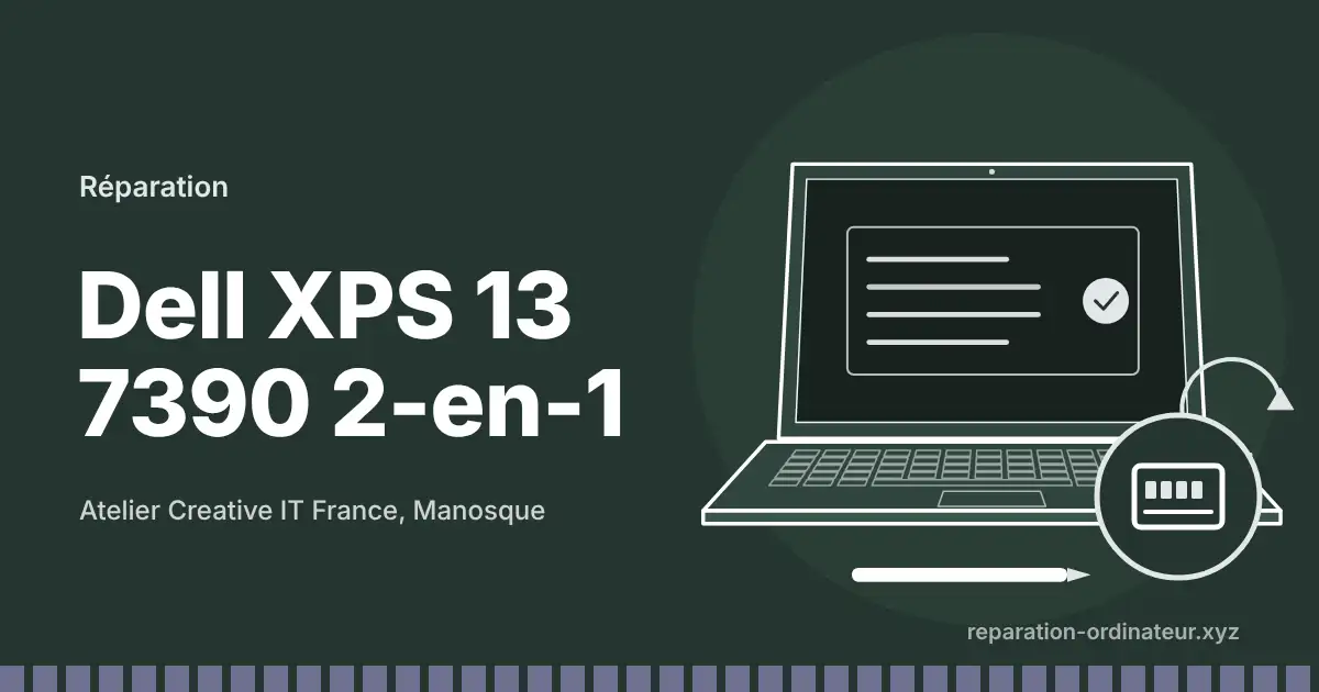 Illustration : réparation Dell XPS 13 7390 2-en-1 à l’atelier Creative IT France de Manosque