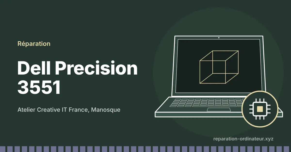 Illustration : réparation Dell Precision 3551 à l’atelier Creative IT France de Manosque